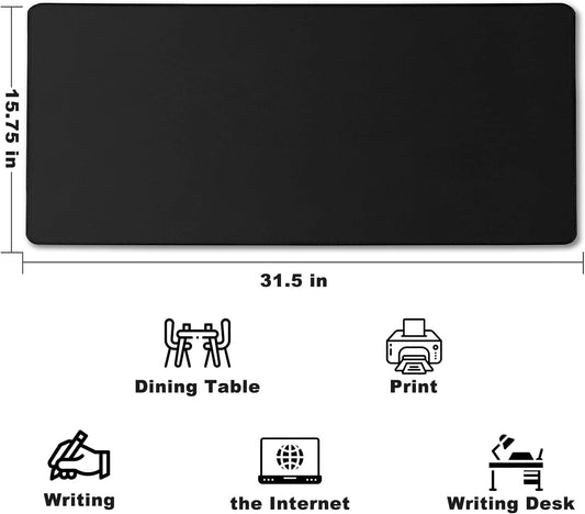 Large Mouse Pad, Desk Mat Office Pad Gaming with Stitched Edges, 31.5" X 15.7" Mousepad Non-Slip Waterproof Rubber Base for PC Laptop Home Accessories, Black