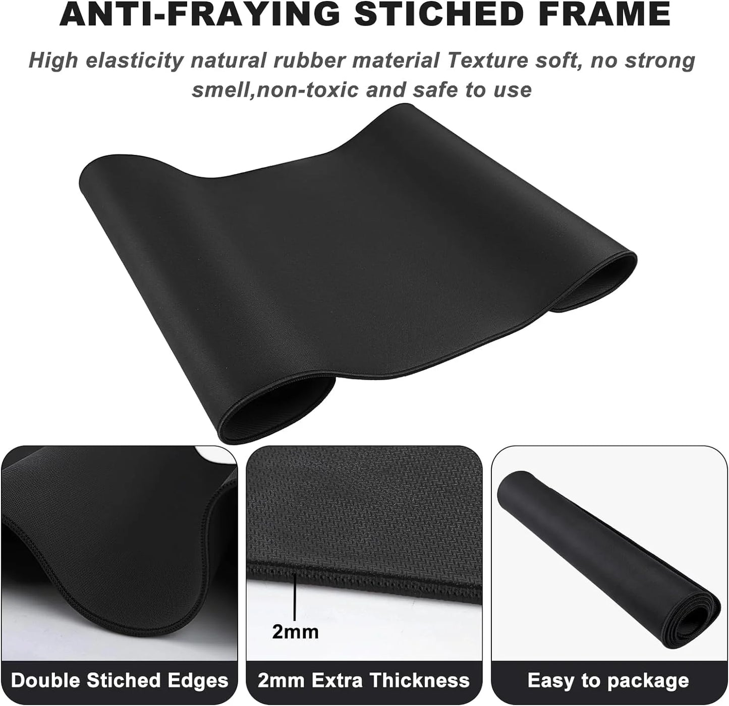 Large Mouse Pad, Desk Mat Office Pad Gaming with Stitched Edges, 31.5" X 15.7" Mousepad Non-Slip Waterproof Rubber Base for PC Laptop Home Accessories, Black