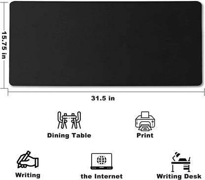 Large Mouse Pad, Desk Mat Office Pad Gaming with Stitched Edges, 31.5" X 15.7" Mousepad Non-Slip Waterproof Rubber Base for PC Laptop Home Accessories, Black