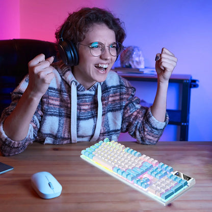 Wired 60 Mechanical Gaming Keyboard RGB Backlit Compact 61 Keys Keyboard with Blue Switches for PC RGB Backlit, Compact 63 Percent Wired Keyboard for Win/Mac PC Gamer, Easy to Carry