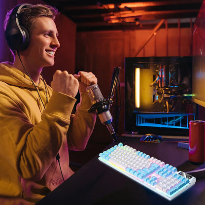 Wired 60 Mechanical Gaming Keyboard RGB Backlit Compact 61 Keys Keyboard with Blue Switches for PC RGB Backlit, Compact 63 Percent Wired Keyboard for Win/Mac PC Gamer, Easy to Carry