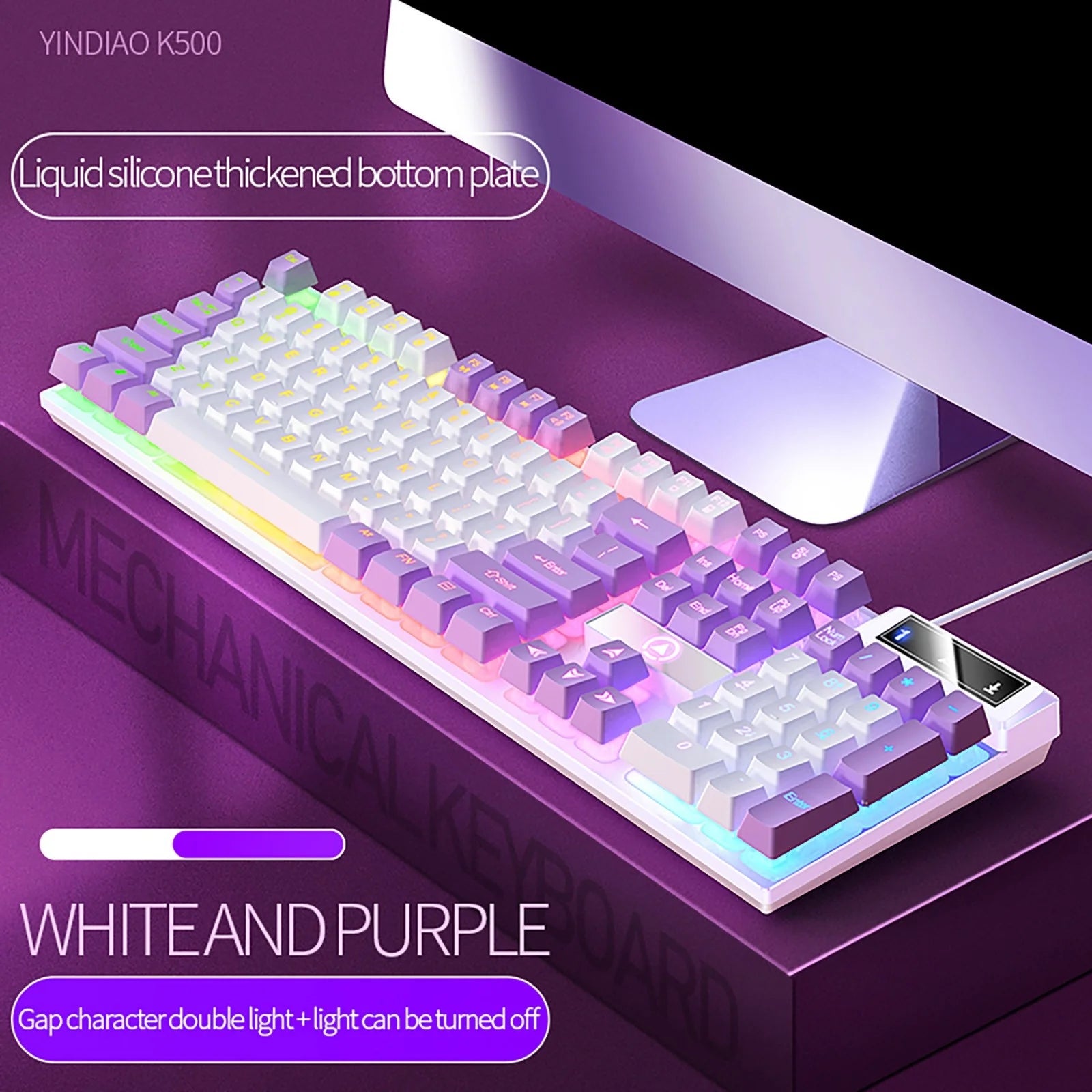 Wired 60 Mechanical Gaming Keyboard RGB Backlit Compact 61 Keys Keyboard with Blue Switches for PC RGB Backlit, Compact 65 Percent Wired Keyboard for Win/Mac PC Gamer, Easy to Carry