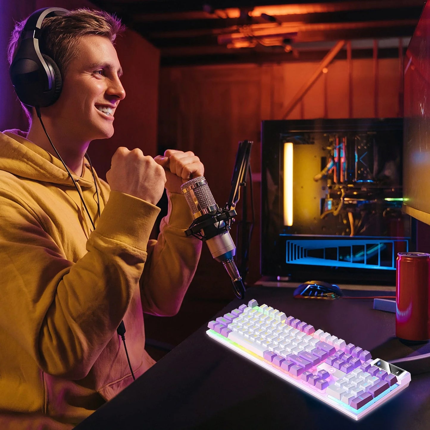 Wired 60 Mechanical Gaming Keyboard RGB Backlit Compact 61 Keys Keyboard with Blue Switches for PC RGB Backlit, Compact 65 Percent Wired Keyboard for Win/Mac PC Gamer, Easy to Carry