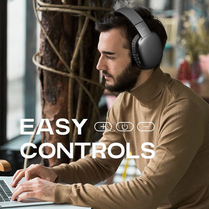 Ultra Over-Ear Wireless Bluetooth Headphones, Noise Canceling, Built-In Mic, Aux Backup, 10 H Playtime, Comfortable Design – Great Travel Gift
