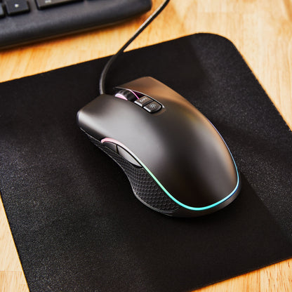 Wired USB Gaming Mouse with Adjustable DPI, Backlit, 7 Buttons Black